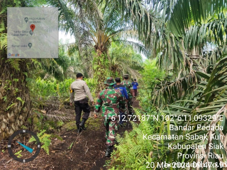 Penanggulangan Karhutla di lintas Wilayah Koramil 06/PWK Sabak Auh, Senin 20 Mei