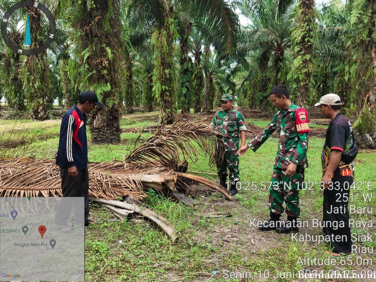 Penanggulangan Karhutla di lintas Wilayah Koramil 06/PWK Sabak Auh, Senin 10 Juni