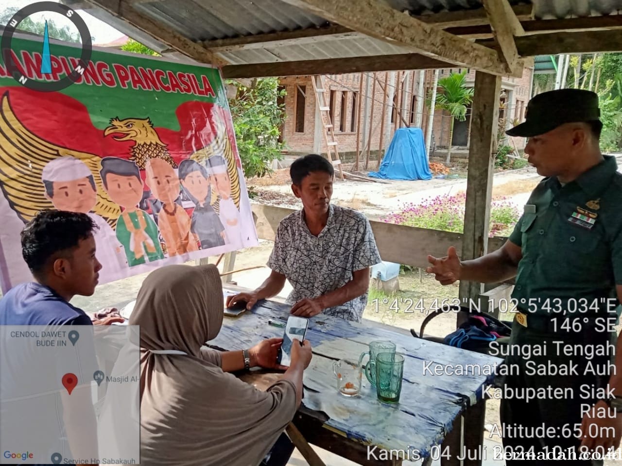 Kamis 4 Juli, Babinsa Koramil 06/Sabak Auh Sosialisasi dan Ajak warga Aktifkan Siskamling