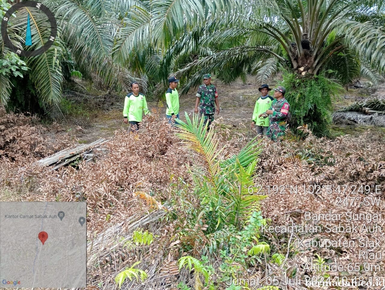 Penanggulangan Karhutla di lintas Wilayah Koramil 06/PWK Sabak Auh, Jumat 5 Juli