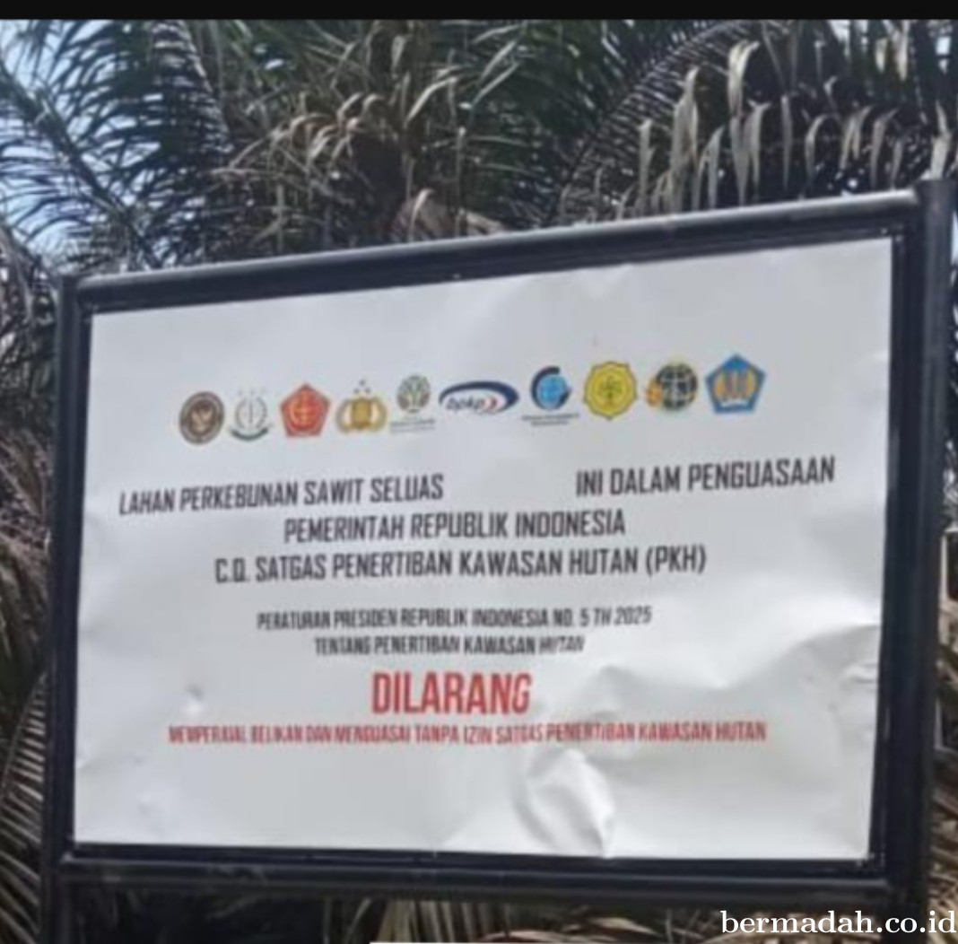 Satgas PKH Segel 250 Hektare Kebun Sawit PT Sari Lembah Subur di Pelalawan