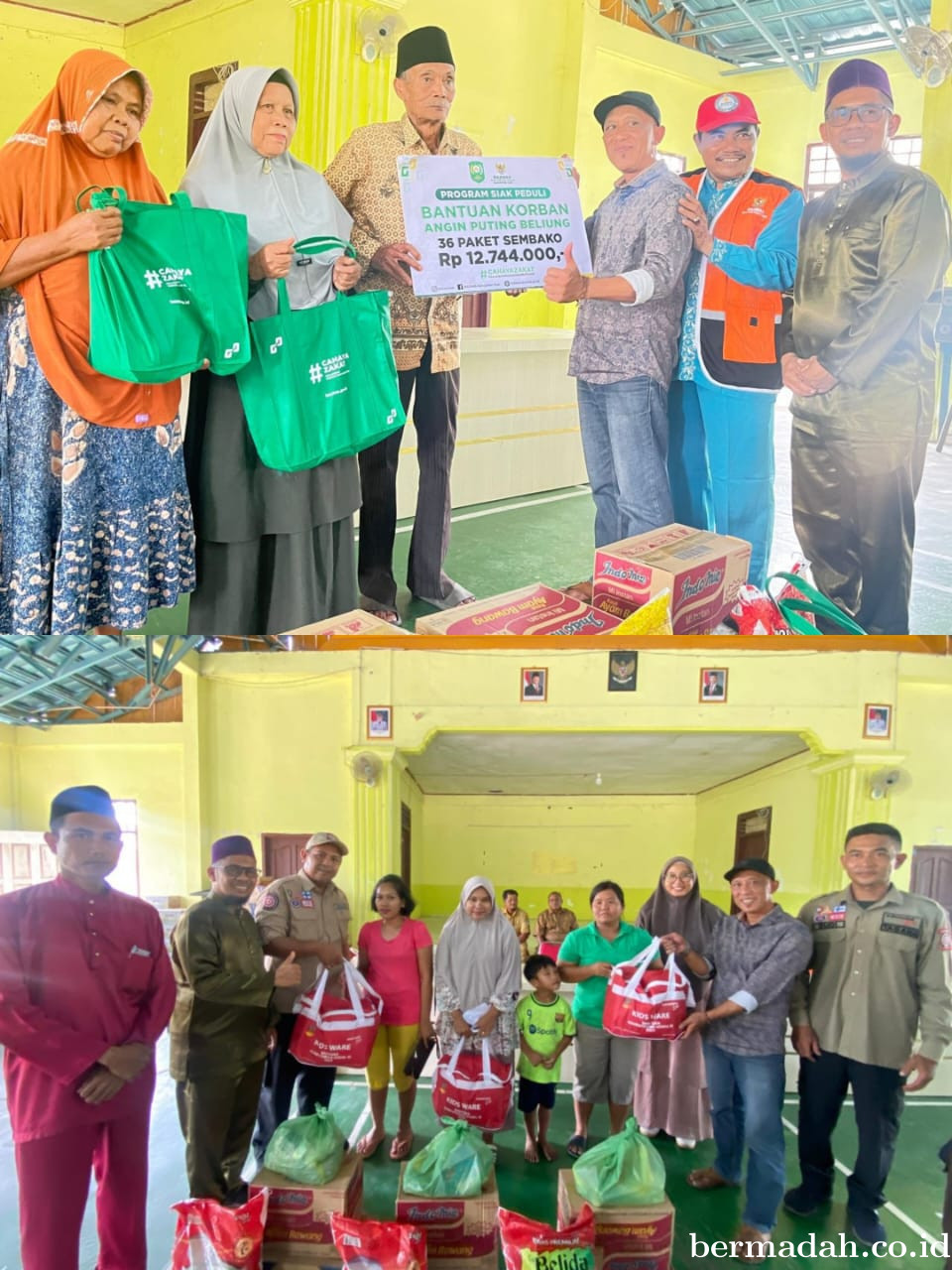 Pemkab Siak-Baznas Salurkan Bantuan, Korban Angin Puting Beliung di Sialang Sakti