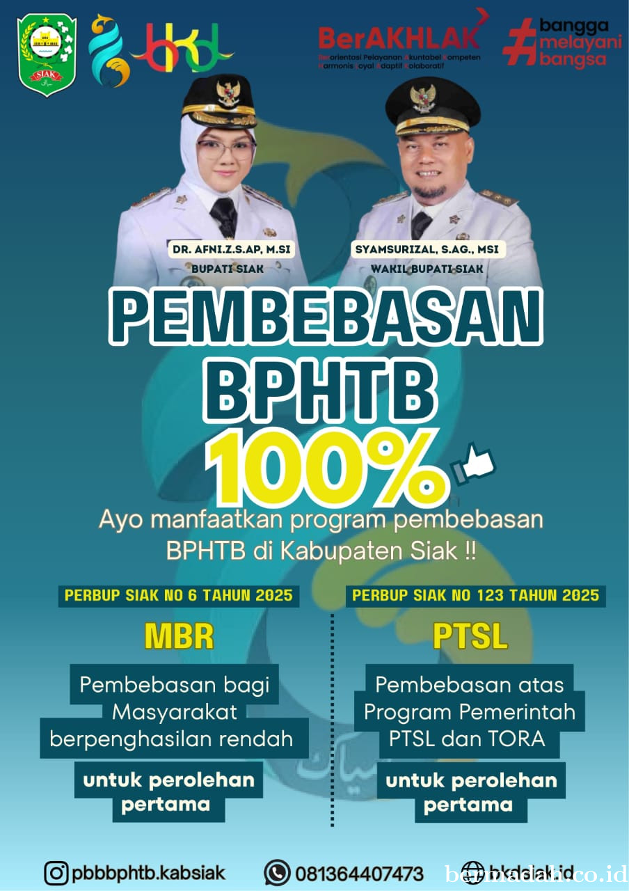 Pemkab Siak Bebaskan 100 Persen BPHTB bagi Masyarakat Berpenghasilan Rendah