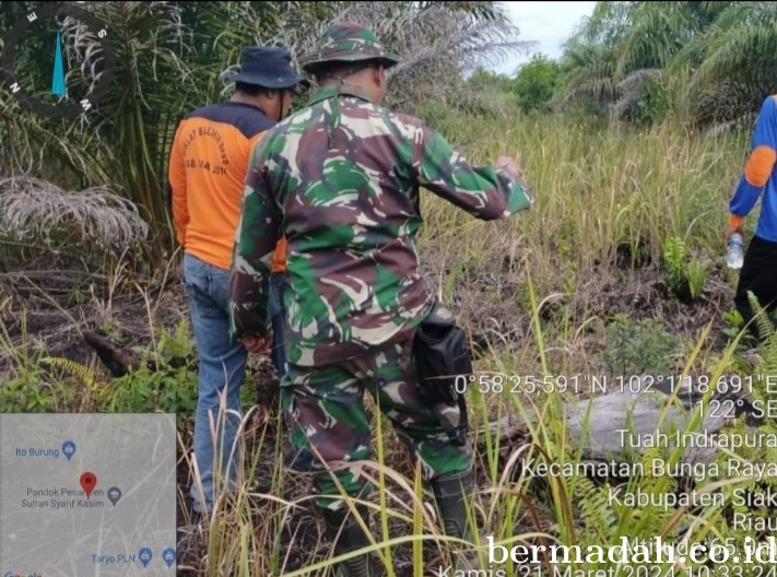 Penanggulangan Karhutla di lintas Wilayah Koramil 06/PWK Sabak Auh, Kamis 21 Maret