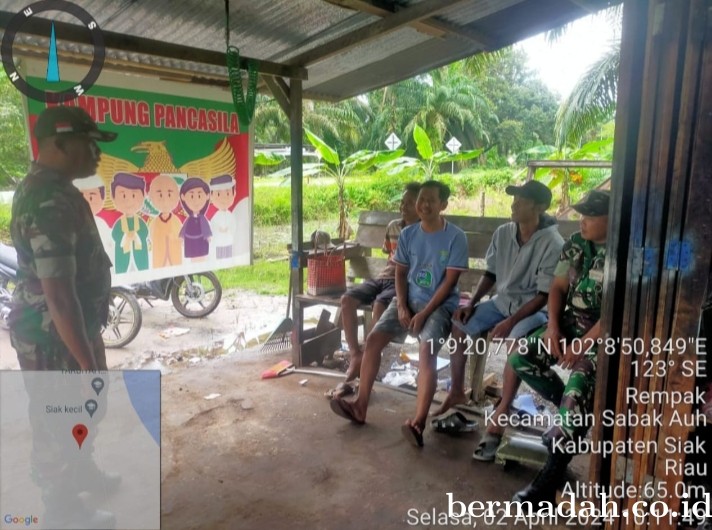 Selasa 2 April, Babinsa Koramil 06/Sabak Auh, Sosialisasi, Ajak warga Aktifkan Siskamling