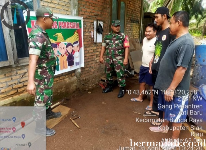 Jumat 5 April, Babinsa Koramil 06/Sabak Auh, Sosialisasi, Ajak warga Aktifkan Siskamling