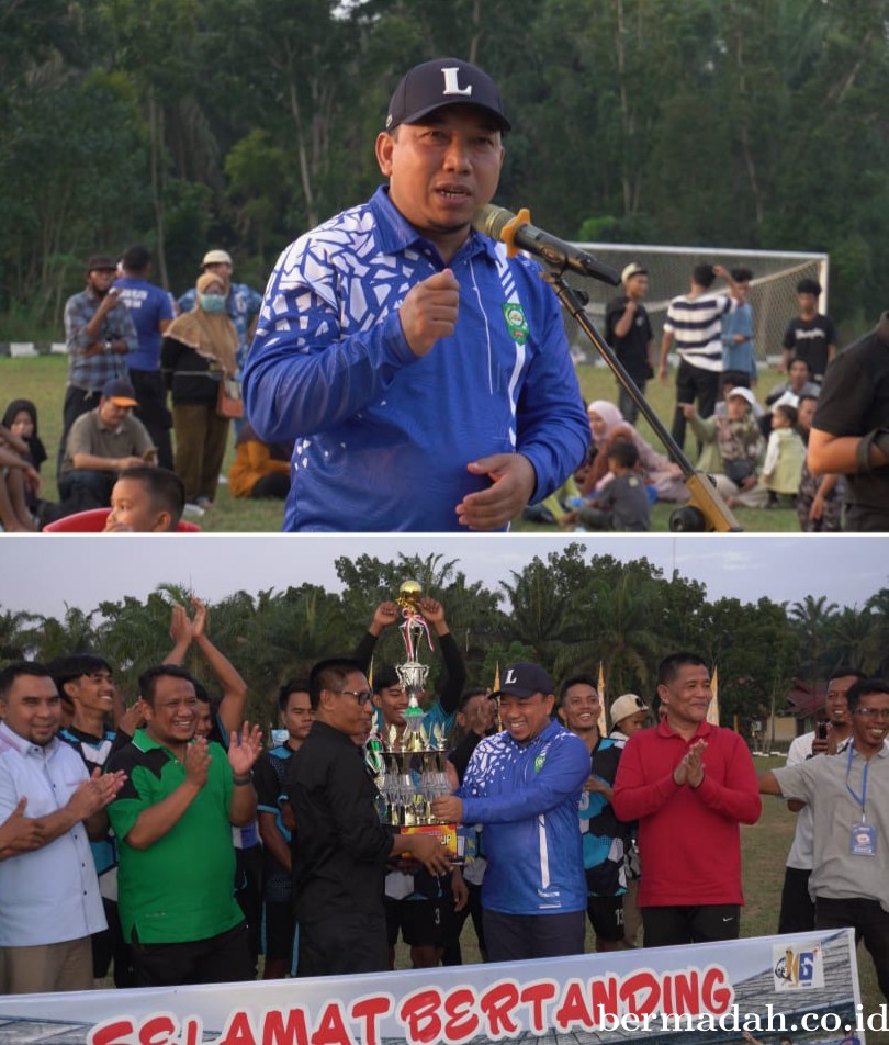 Husni Merza Ucapkan Selamat PS Teluk Rimba Juarai Turnamen Camat Cup I 2024 Kecamatan Koto Gasib